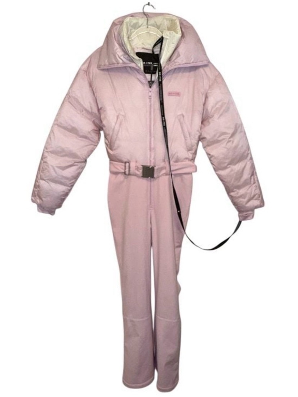 NEW Bo+Tee Oh Polly Pink Cream Waterproof Belted Layered Ski Suit Med Apres Ski